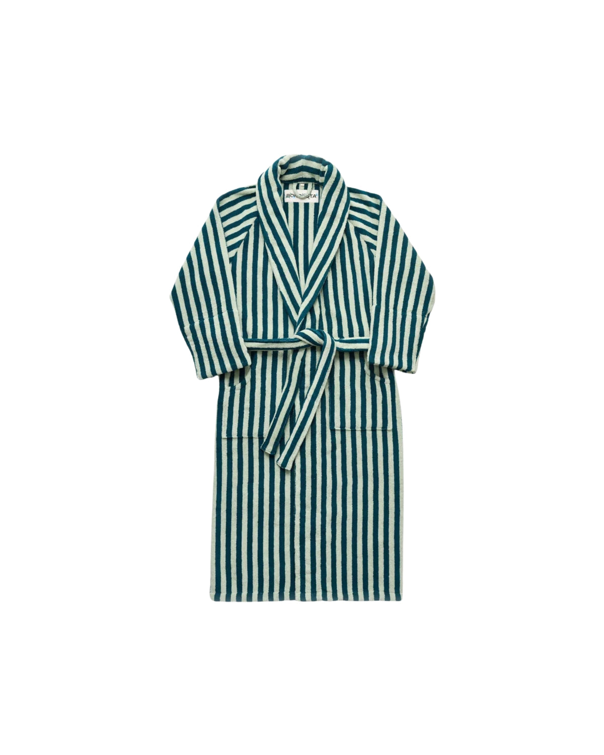 Naram Bathrobe – Sea Foam & Deep Teal | Bongusta
